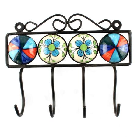 Multicolor Ceramic Floral Tiles Hook